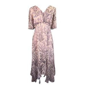 Vtg 90s Sundance Lavender Floral Chiffon Dress Wedding Cottagecore Fairy Size M